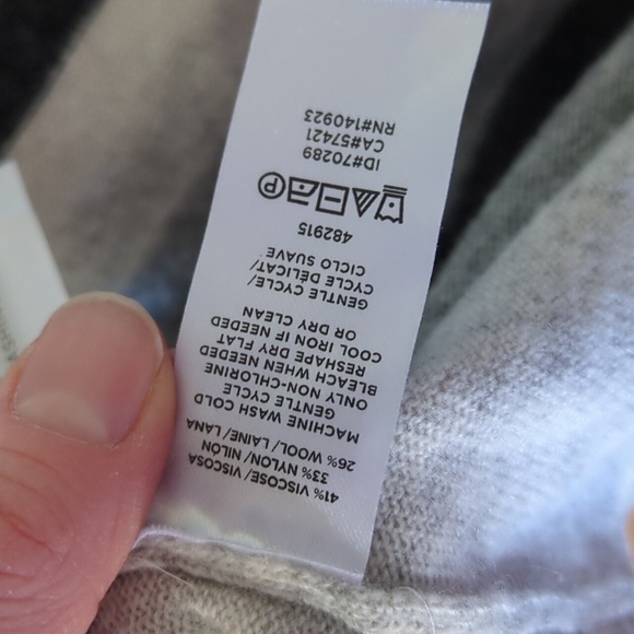 LOFT Cream/Gray Wool Blend Open Cardigan - Picture 4 of 4